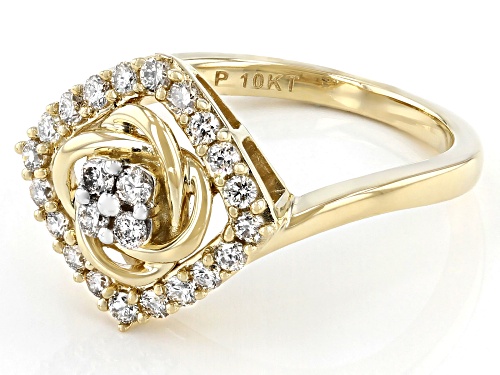 0.45ctw Round White Diamond 10K Yellow Gold Cluster Ring - Size 8
