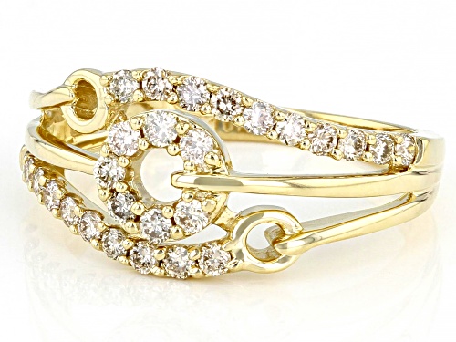 0.50ctw Round White Diamond 10K Yellow Gold Open Design Ring - Size 7