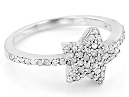 0.40ctw Round White Diamond Rhodium Over Sterling Silver Star Cluster Ring - Size 7
