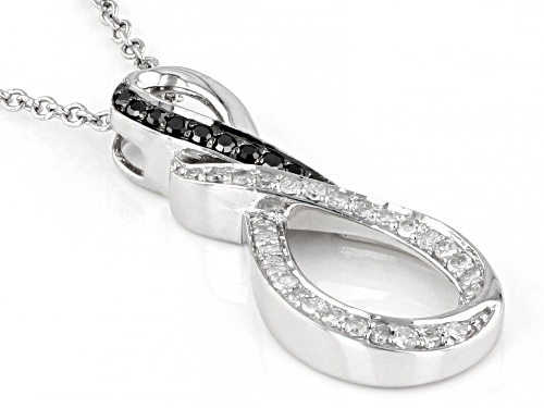 0.20ctw Round Black And White Diamond Rhodium Over Sterling Silver Crossover Pendant With Chain