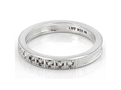 0.15ctw Round White Diamond Rhodium Over Sterling Silver Band Ring - Size 7