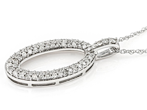 0.50ctw Round White Diamond 10K White Gold Dangle Pendant With 18 Inch Rope Chain