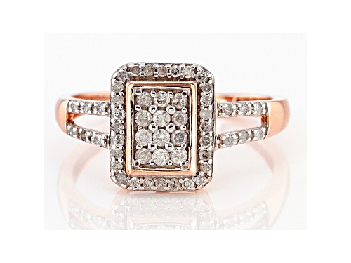 0.33ctw Round White Diamond 10k Rose Gold Quad Ring - Size 7