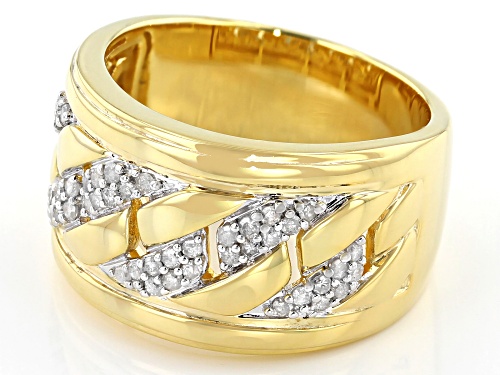 0.50ctw Round White Diamond 14k Yellow Gold Over Sterling Silver Mens Wide Band Ring - Size 10