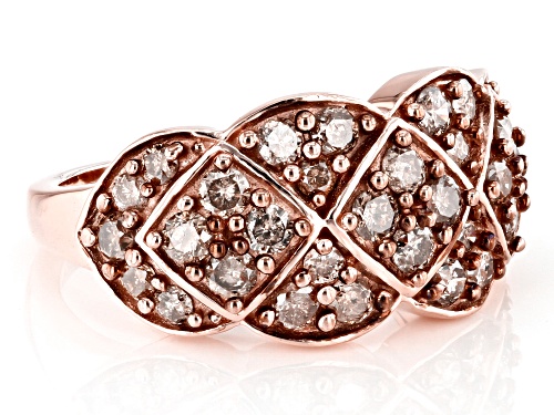 1.50ctw Round Champagne Diamond 18k Rose Gold Over Sterling Silver Band Ring - Size 6