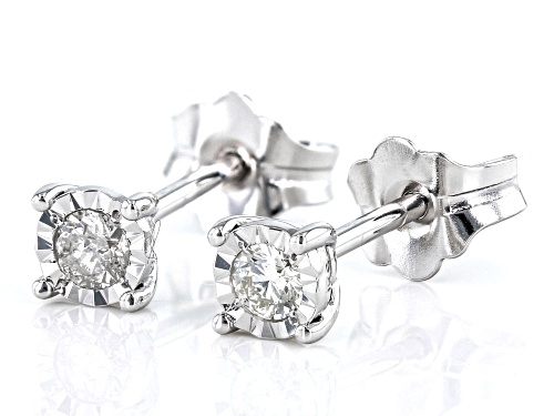 0.10ctw Round White Diamond 10k White Gold Solitaire Earrings