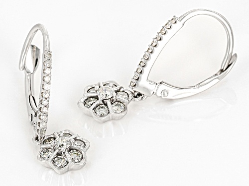 0.50ctw Round White Diamond 14k White Gold Dangle Earrings