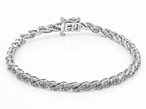 1.00ctw Round White Diamond Rhodium Over Sterling Silver Tennis Bracelet - Size 7.25