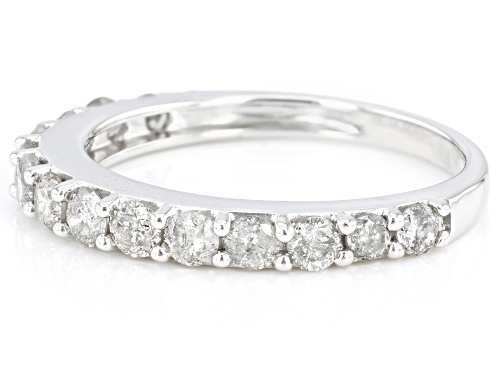 0.85ctw Round White Diamond 10k White Gold Band Ring - Size 10