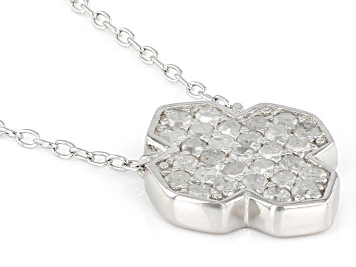 0.60ctw Round White Diamond Rhodium Over Sterling Silver Cluster Necklace - Size 18