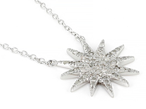 0.40ctw Round White Diamond Rhodium Over Sterling Silver Celestial Cluster Necklace - Size 18