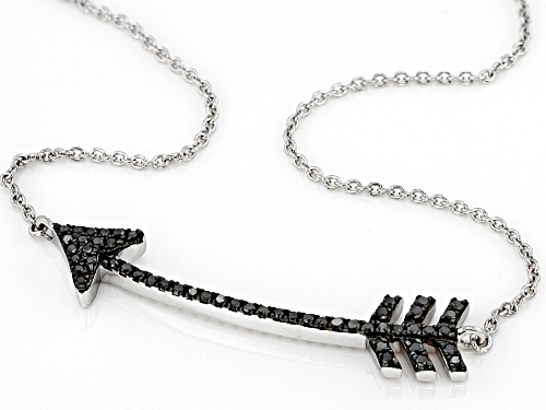 0.33ctw Round Black Diamond Rhodium Over Sterling Silver Arrow Necklace - Size 18