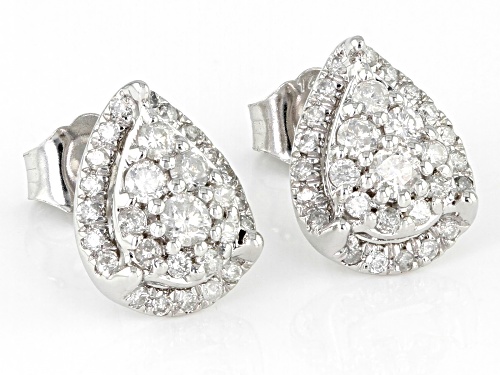 0.50ctw Round White Diamond 14k White Gold Teardrop Earrings