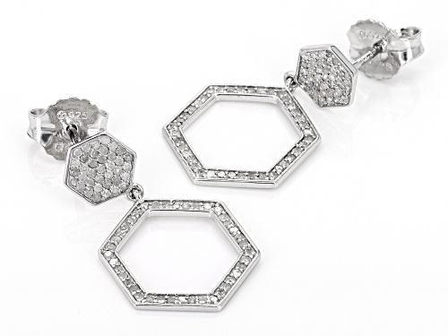 0.55ctw Round White Diamond Rhodium Over Sterling Silver Cluster Earrings