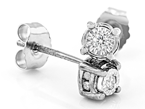 0.15ctw Round White Diamond 10k White Gold Stud Earrings