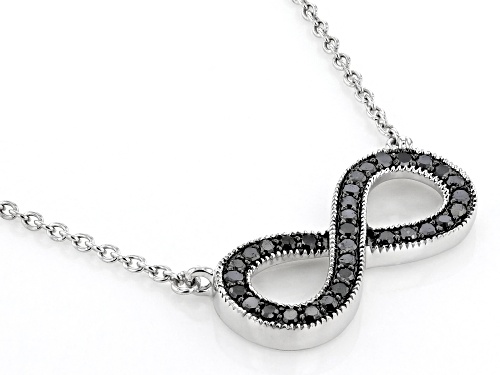0.25ctw Round Black Diamond Rhodium Over Sterling Silver Infinity Necklace - Size 18