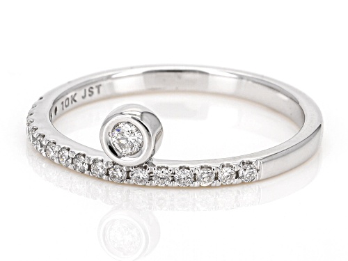 0.20ctw Round White Diamond 10k White Gold Band Ring - Size 4