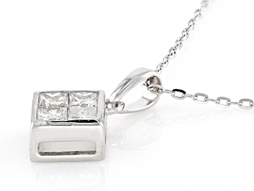 0.30ctw Princess Cut White Diamond 10k White Gold  Quad Pendant With 18