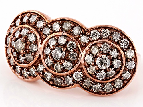 1.50ctw Round Champagne Diamond 14k Rose Gold Over Sterling Silver Cluster Ring - Size 8