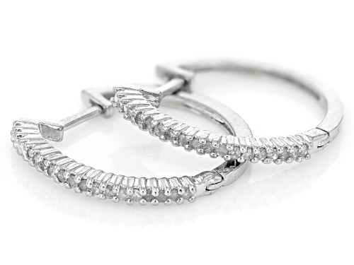0.20ctw Round White Diamond Rhodium Over Sterling Silver Hoop Earrings