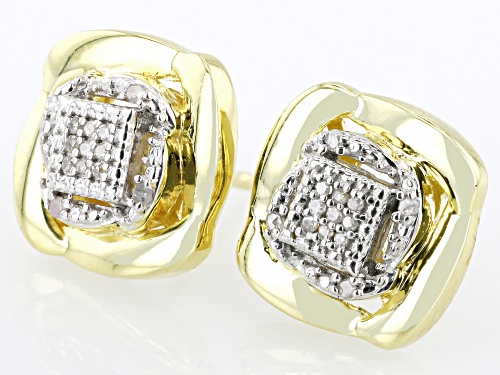 Round White Diamond Accent 14k Yellow Gold Over Sterling Silver Cluster Stud Earrings