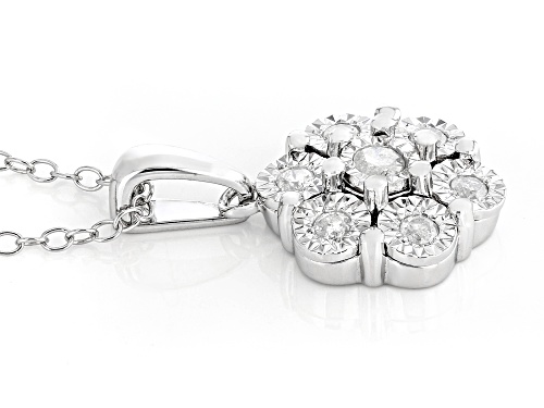 0.25ctw Round White Diamond Rhodium Over Sterling Silver Flower Pendant