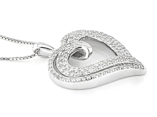 0.50ctw Round White Diamond Rhodium Over Sterling Silver Heart Pendant