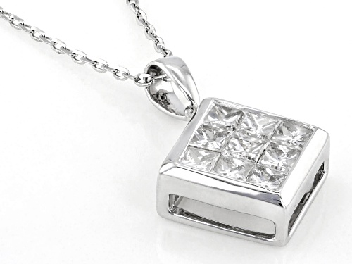 0.60ctw Princess Cut White Diamond 10k White Gold Quad Pendant With 18