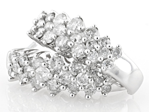 1.00ctw Round White Diamond 14k White Gold J-Hoop Earrings