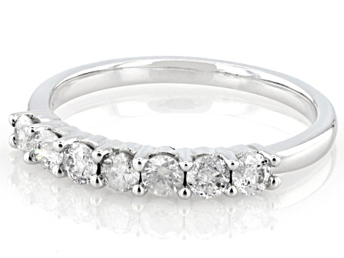 0.45ctw Round White Diamond 10k White Gold 7-Stone Band Ring - Size 7