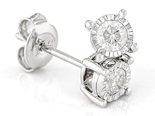 0.25ctw Round White Diamond 10k White Gold Solitaire Stud Earrings