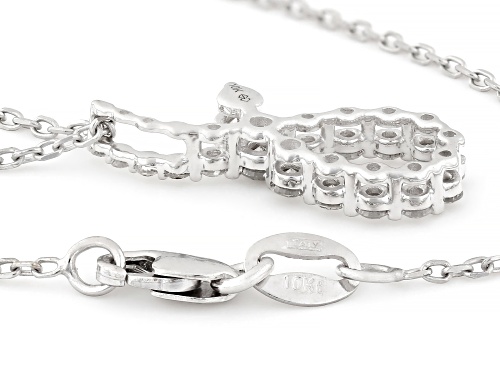 0.33ctw Round White Diamond 10k White Gold Slide Pendant With Cable Chain