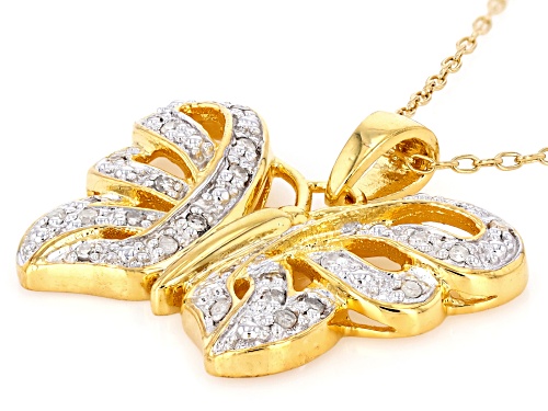 0.20ctw Round White Diamond 14k Yellow Gold Over Sterling Silver Butterfly Pendant With Cable Chain