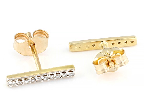 0.10ctw Round White Diamond 14k Yellow Gold Bar Earrings