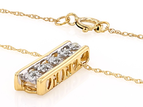 Round White Diamond Accent 10k Yellow Gold Slide Pendant With Rope Chain