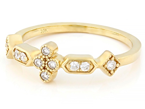 0.15ctw Round White Diamond 10k Yellow Gold Band Ring - Size 6