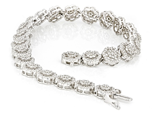 1.00ctw White Diamond Rhodium Over Sterling Silver Tennis Bracelet - Size 7.25