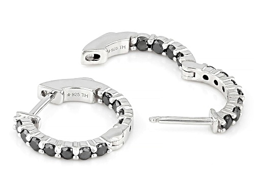 0.70ctw Black Diamond Rhodium Over Sterling Silver Huggie Earrings