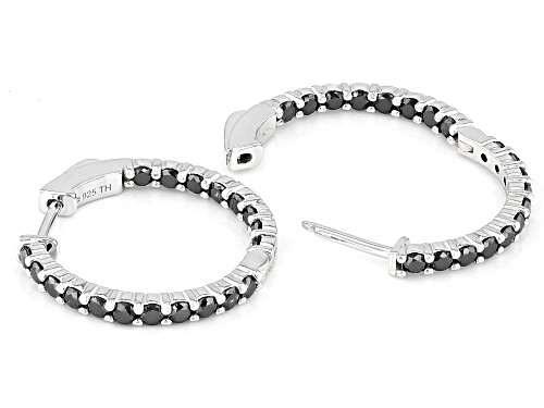 1.25ctw Black Diamond Rhodium Over Sterling Silver Hoop Earrings