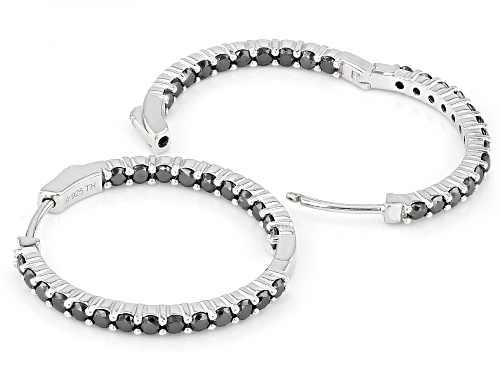 2.75ctw Black Diamond Rhodium Over Sterling Silver Hoop Earrings