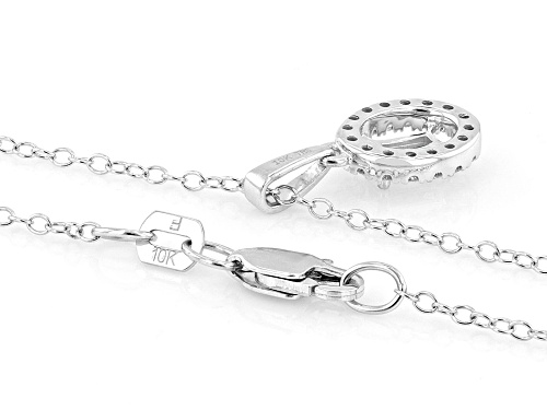 0.25ctw Baguette and Round White Diamond 10K White Gold Pendant With Chain