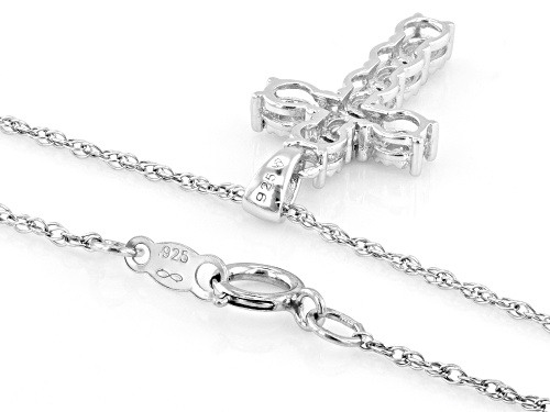 0.10ctw Round White Diamond Rhodium Over Sterling Silver Cross Pendant With 18