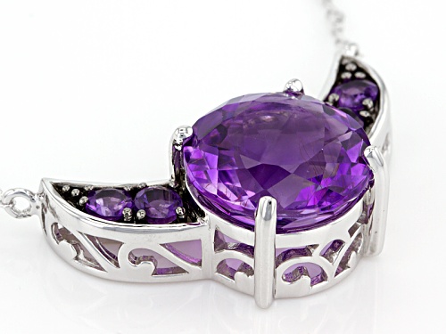 4.99ct Round Moroccan Amethyst And .34ctw Round African Amethyst Sterling Silver Necklace - Size 18