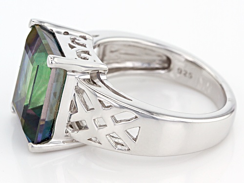 6.28ct Emerald Cut Green Mystic Topaz® Sterling Silver Ring - Size 8