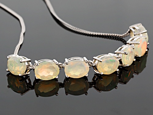 3.85ctw Oval Ethiopian Honey Opal Sterling Silver Necklace - Size 18