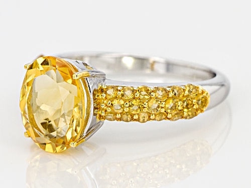 2.90ctw Oval And Round Brazilian Citrine Sterling Silver Ring - Size 12