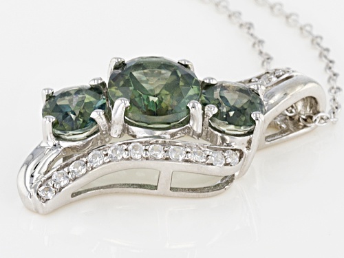 2.81ctw Green Labradorite With .37ctw White Rhodium Over Sterling Silver Pendant With Chain