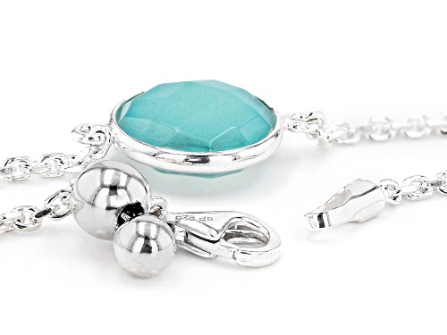 4.22ct Round Aquamarine Color Chalcedony Sterling Silver Bracelet - Size 8