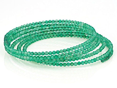 2x2mm Green Onyx Stainless Steel Beaded Wrap Bracelet.