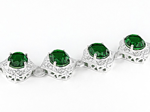 22.00ctw Oval Emerald Color Quartz Doublet Sterling Silver Over Brass Bracelet - Size 7.25